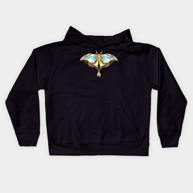 Mechanical Moth ( Steampunk Butterfly ) Kids Hoodie by Blackmoon9